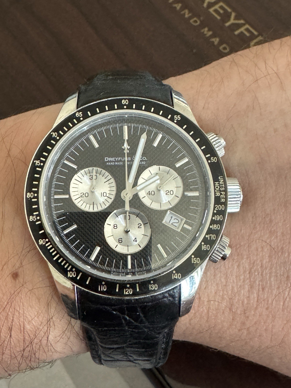 DREYFUSS CO 1853 # 2355 CHRONOGRAPH WATCH MEN QUARTZ 40mm new battery With Box