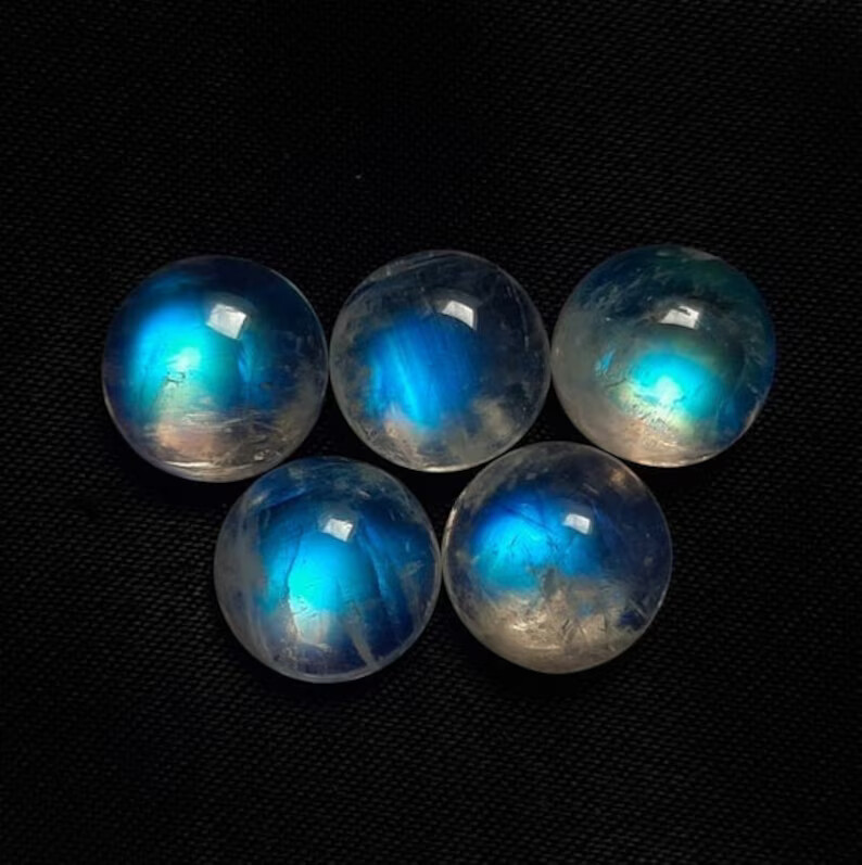 AAA+++Natural Rainbow Moonstone 3MM,4MM,5MM,6MM,7MM,8MM,9MM,10MM Round Gemstone