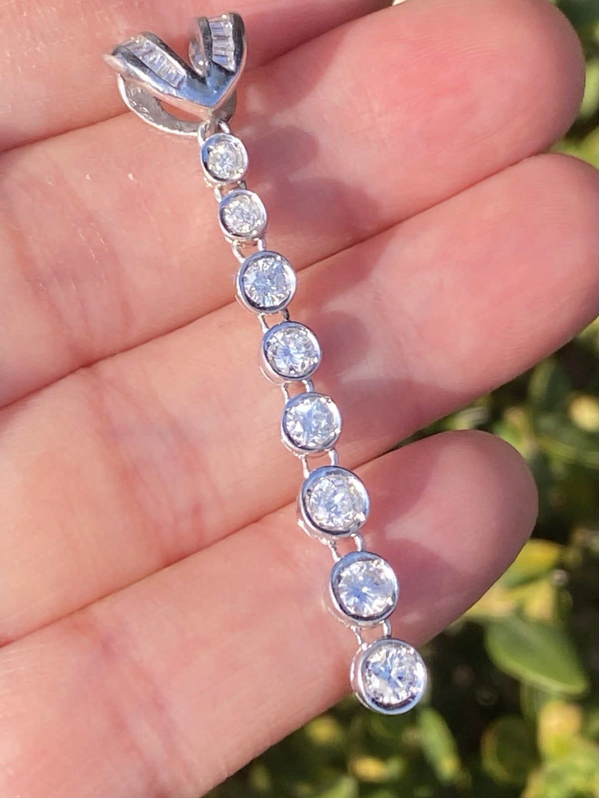 1.00CTW 100% Natural Round Diamond Drop Platinum Pendant