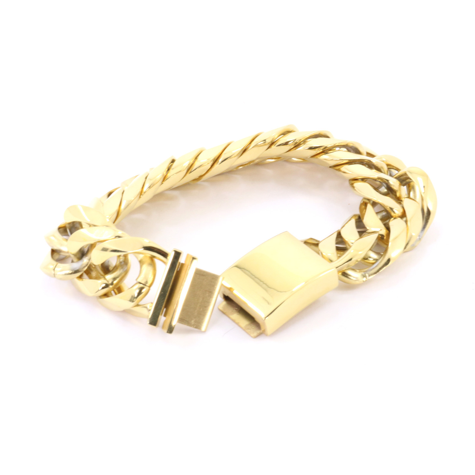 ANTI-TARNISH SOLID 14K GOLD FINISH 21mm THICK MIAMI CUBAN CHAIN BRACELET 20”