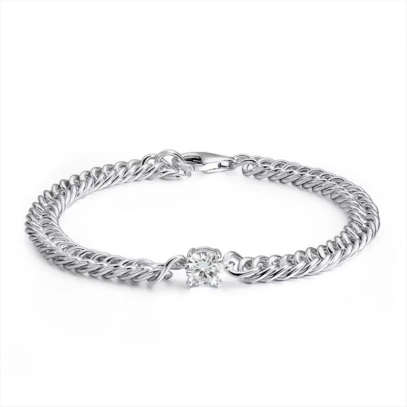 6.5mm VVS1 Real Moissanite Bracelet Hip Hop Cuban Link Chain 925 Sterling Silver