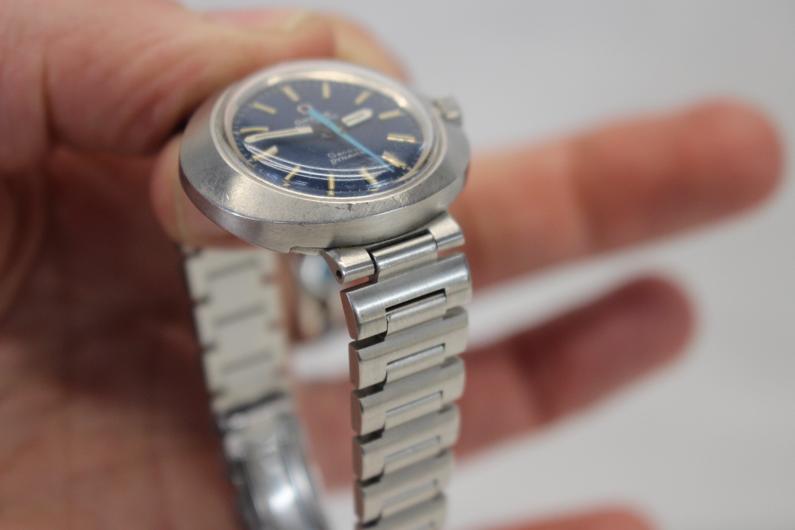 Ladies OMEGA GENEVE DYNAMIC Automatic Watch BLUE DIAL Signed Bracelet RUNNING!