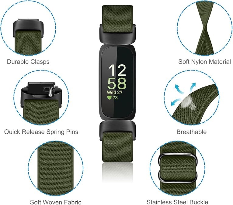 For Fitbit Inspire 2 /Inspire HR /Inspire Adjustable Stretchy Nylon Elastic Band