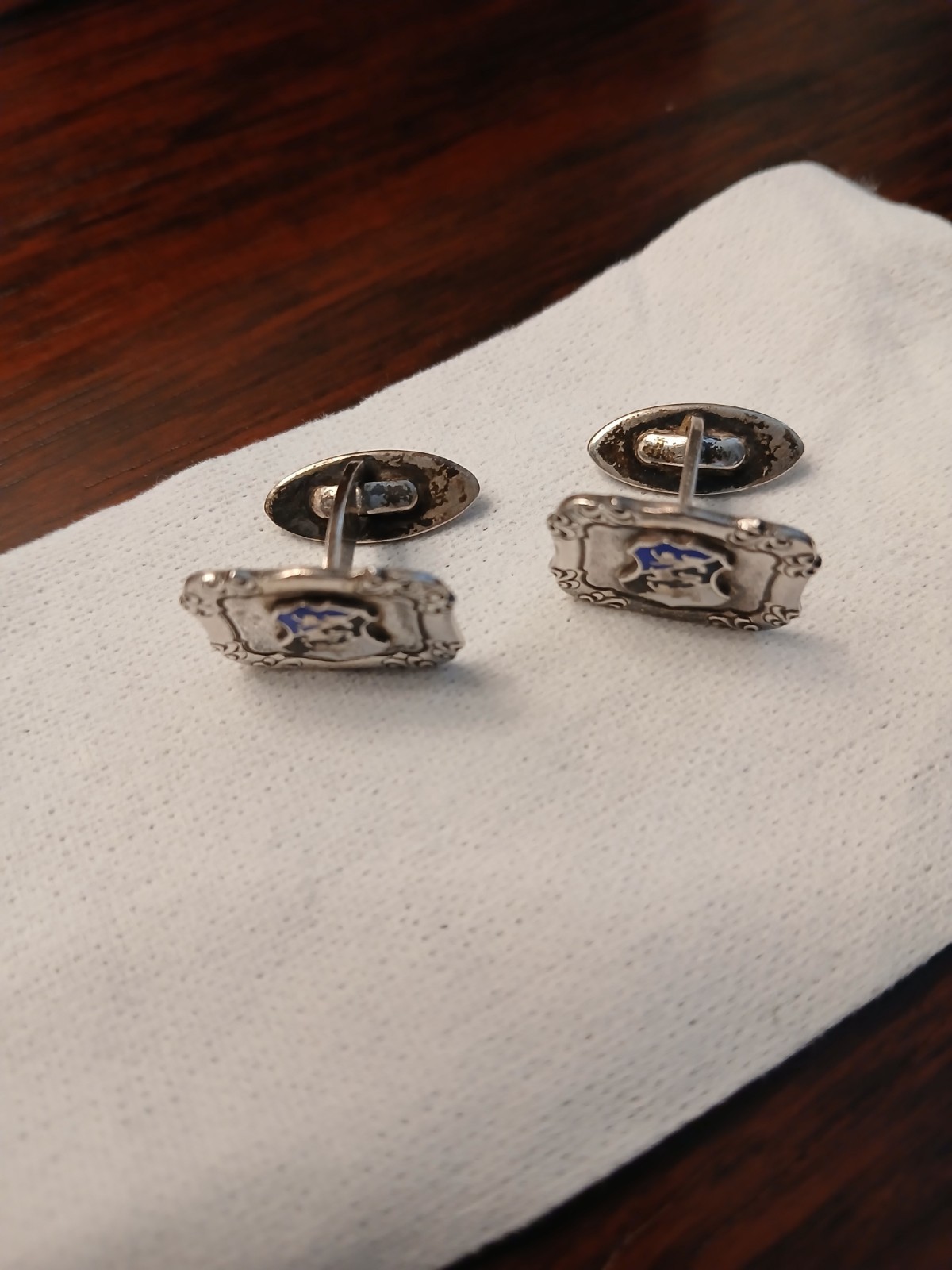 Men’s Sterling Silver Estonia Coat Of Arms Signet Ring Cuff Links Pre Owned 10.5