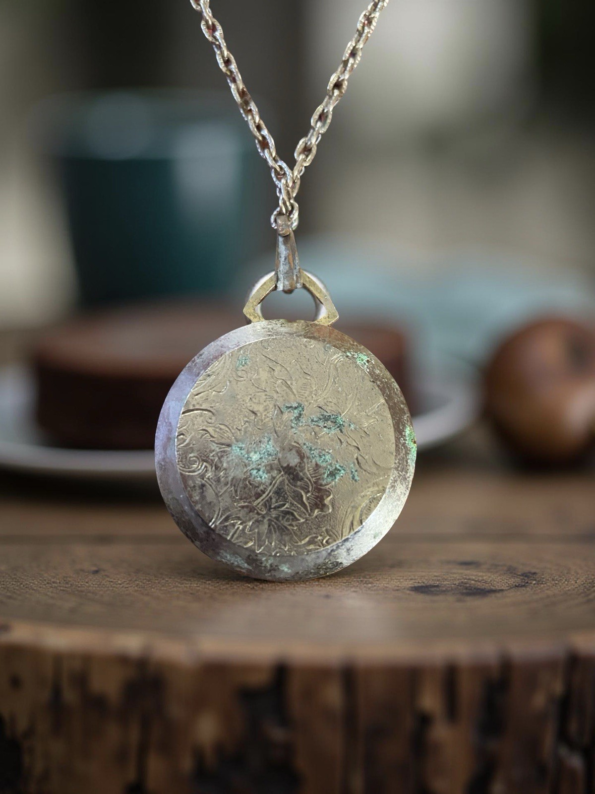 Brass pendant with Virgo zodiac sign illustration