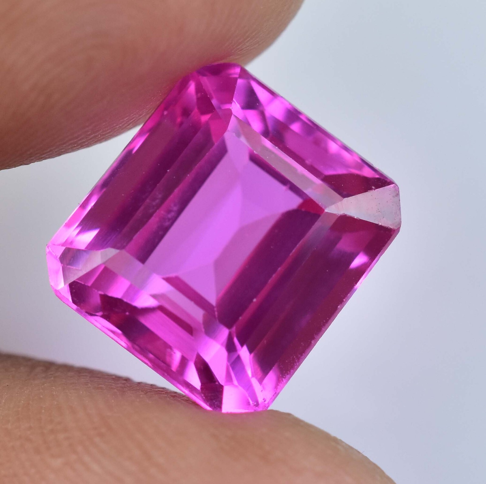 Flawless 11.70 Ct Natural Mogok Pink Ruby Emerald Cut Certified Loose Gemstone