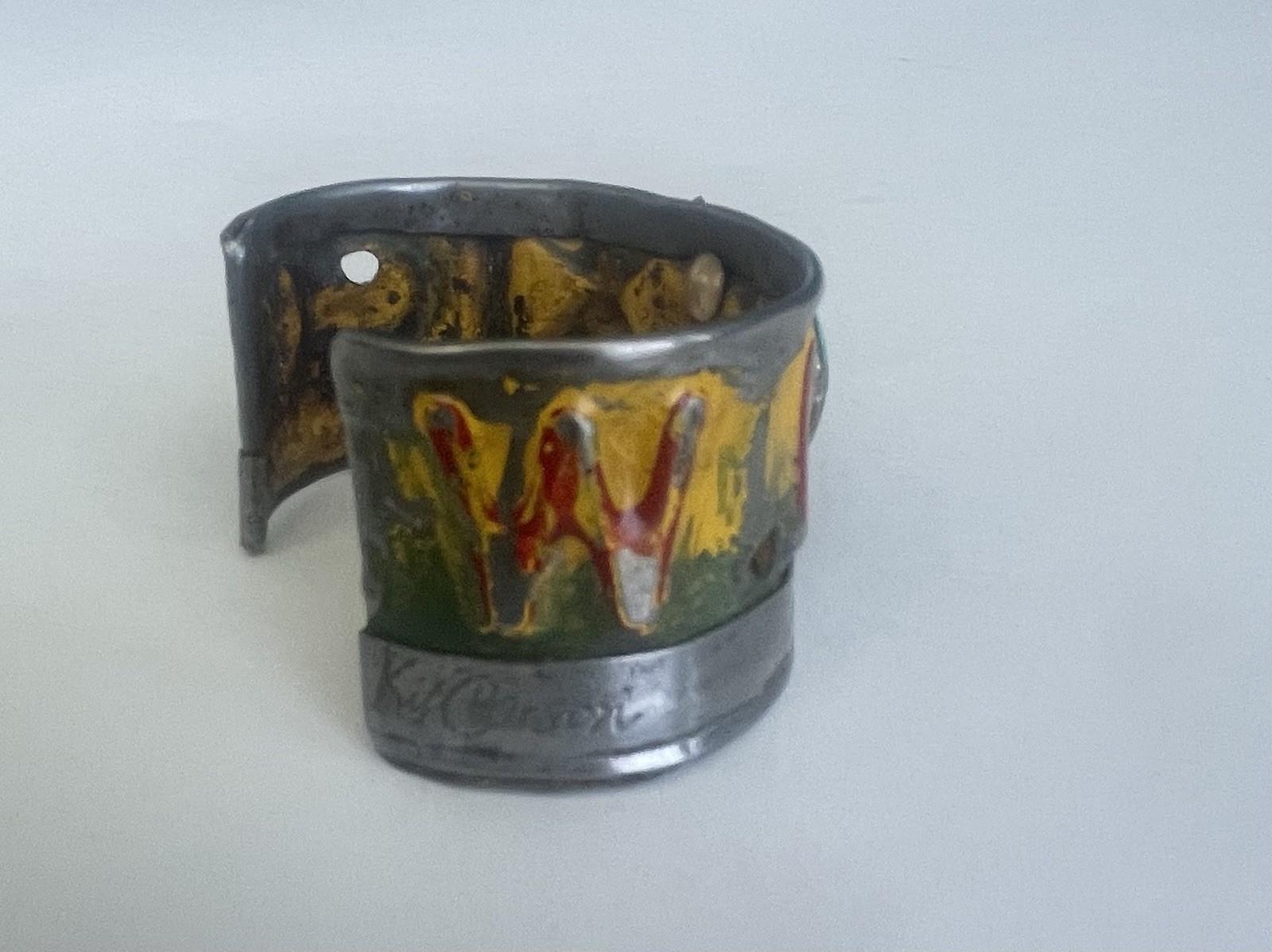 Kit Carson New Mexico License Plate Cuff Bracelet Turquoise 18k accents artisan
