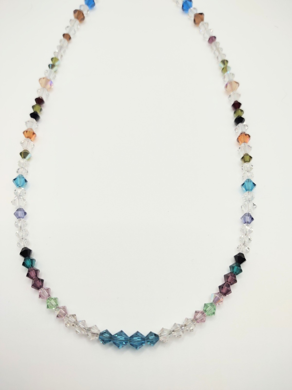 Made With Swarovski Crystals Necklace Multi Color Sterling Silver Clasp Fashion