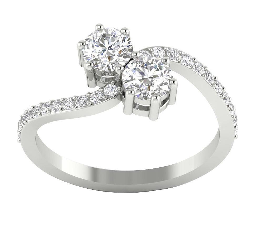 Lab Grown Diamond VS1 F 1.45Ct Forever Us 2 Stone Engagement Ring 14K Solid Gold
