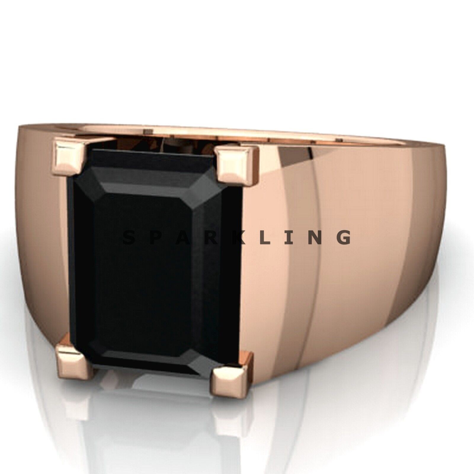 Black Onyx Emerald Cut With 14k Solid Pure Gold Ring For Men #D520