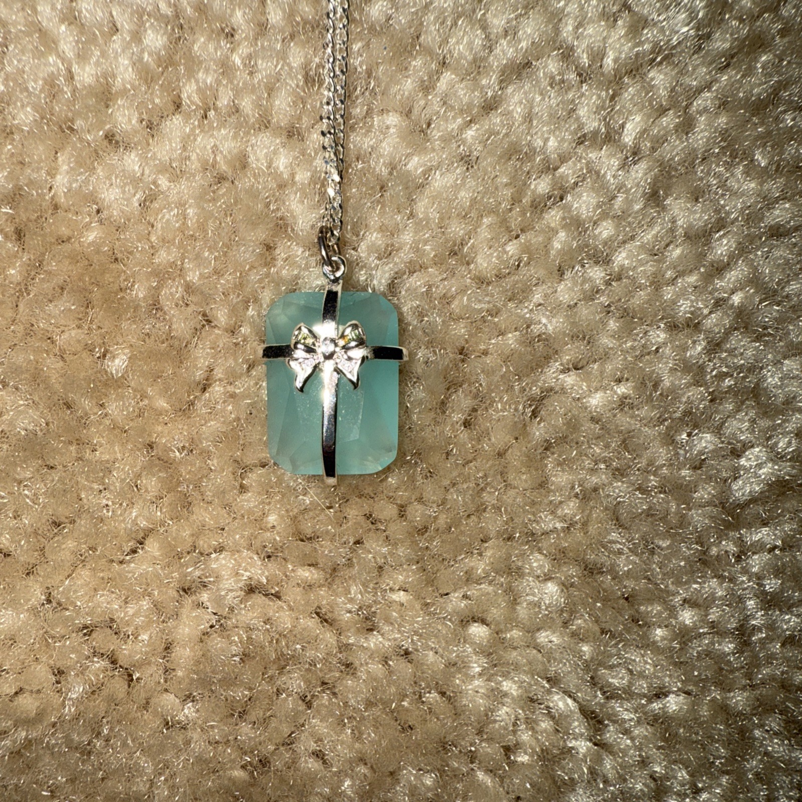LE BIJOUX DE SOPHIE turquoise present with silver bow pendant silver necklace