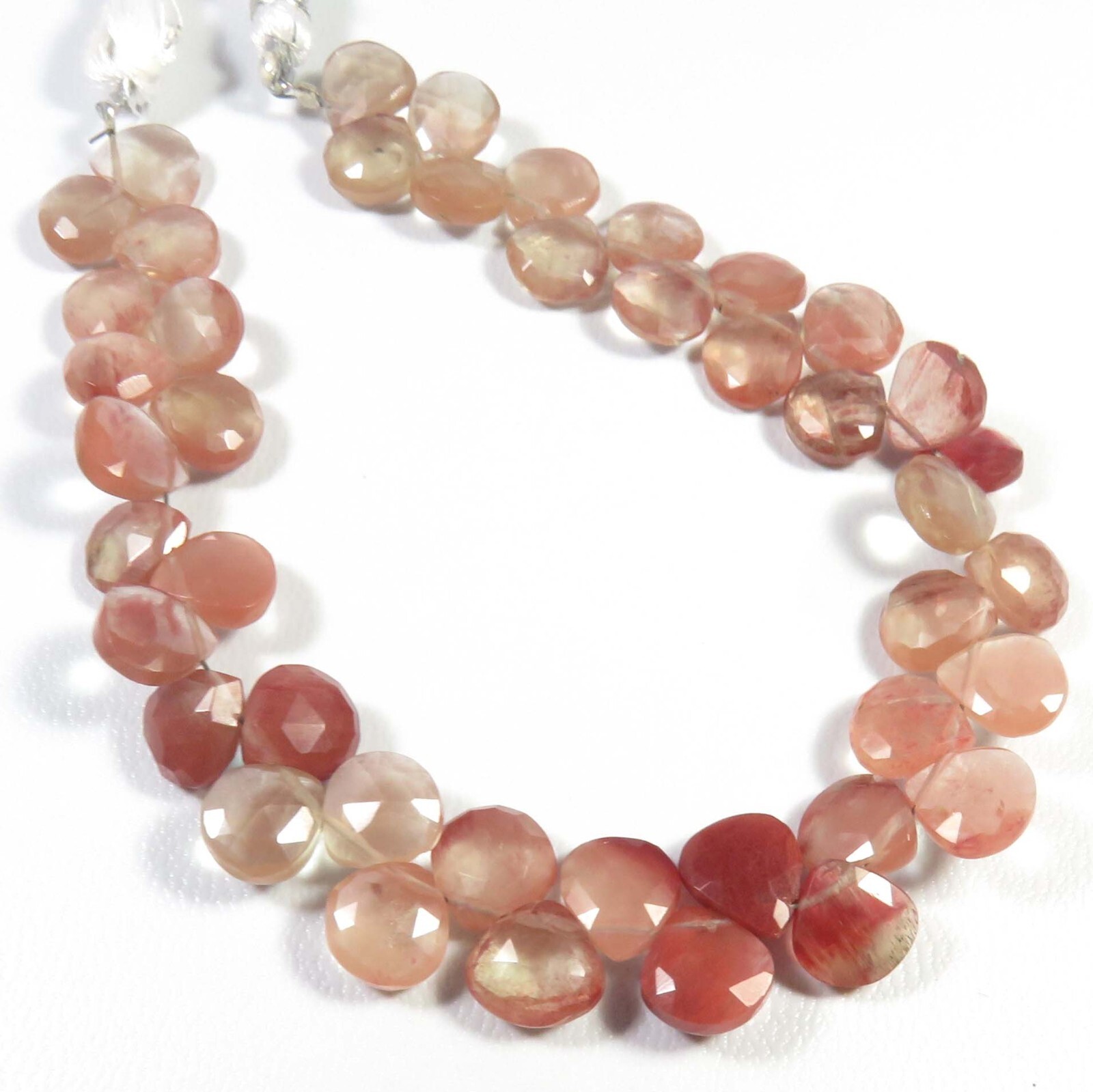 Natural Andesine Brown Red Gems Faceted Heart Beads 8-8.5mm 8″Strand GV-3374
