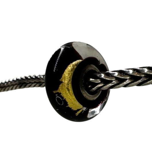 Authentic Trollbeads Sterling Silver and Black Gold Glass Chakra Bead