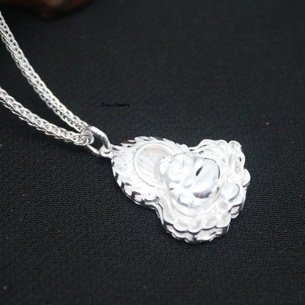 Pure S999 Sterling Silver Women Men Flame Buddha Pendant 4-5g 29*19mm