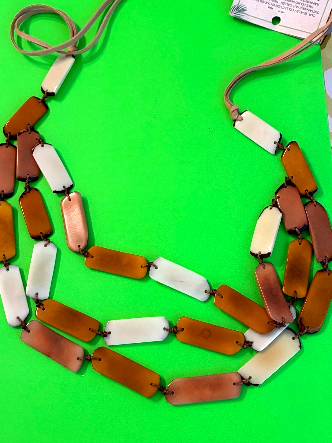 Tagua Nut Necklace Handmade Artisan Organic Beads from Ecuador TN-8