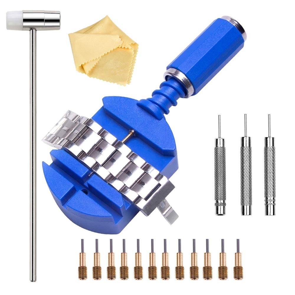 Watch Band Link Removal Tool Kit with 12pcs Replacement Pins and 3pcs Pin Punche