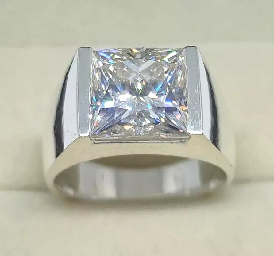 Certified 5.90 Ct Treated White Diamond Solitaire Statement Ring,925 Silver