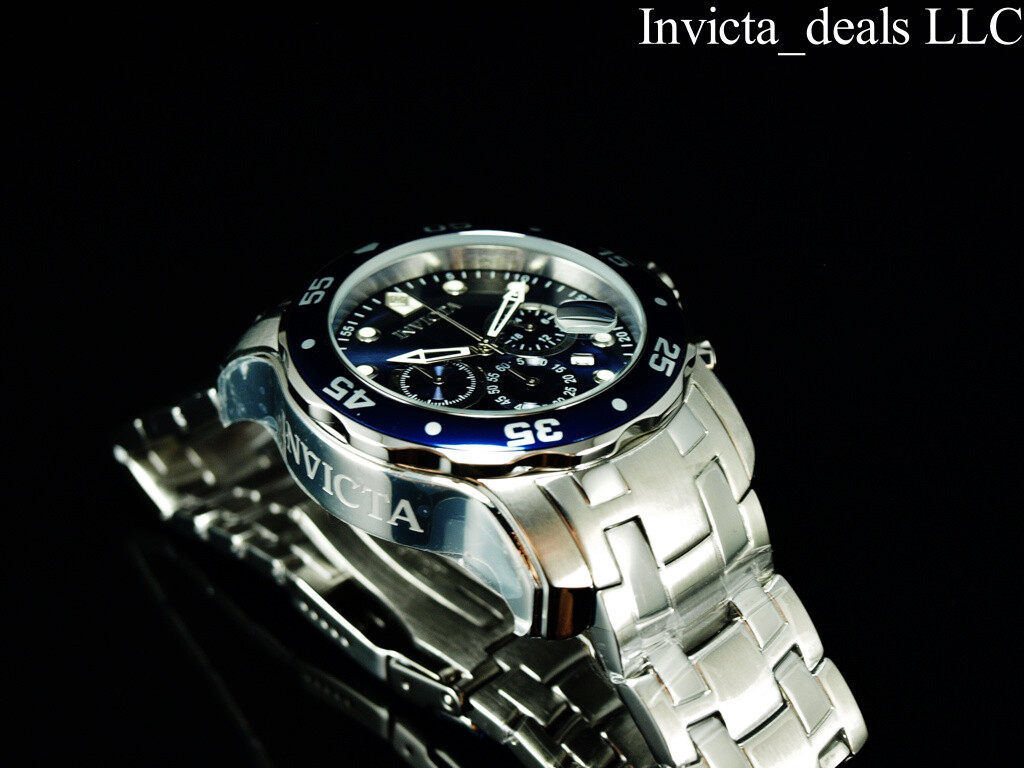 Invicta Men’s 48mm Pro Diver SCUBA Chronograph BLUE DIAL Silver Tone 200M Watch