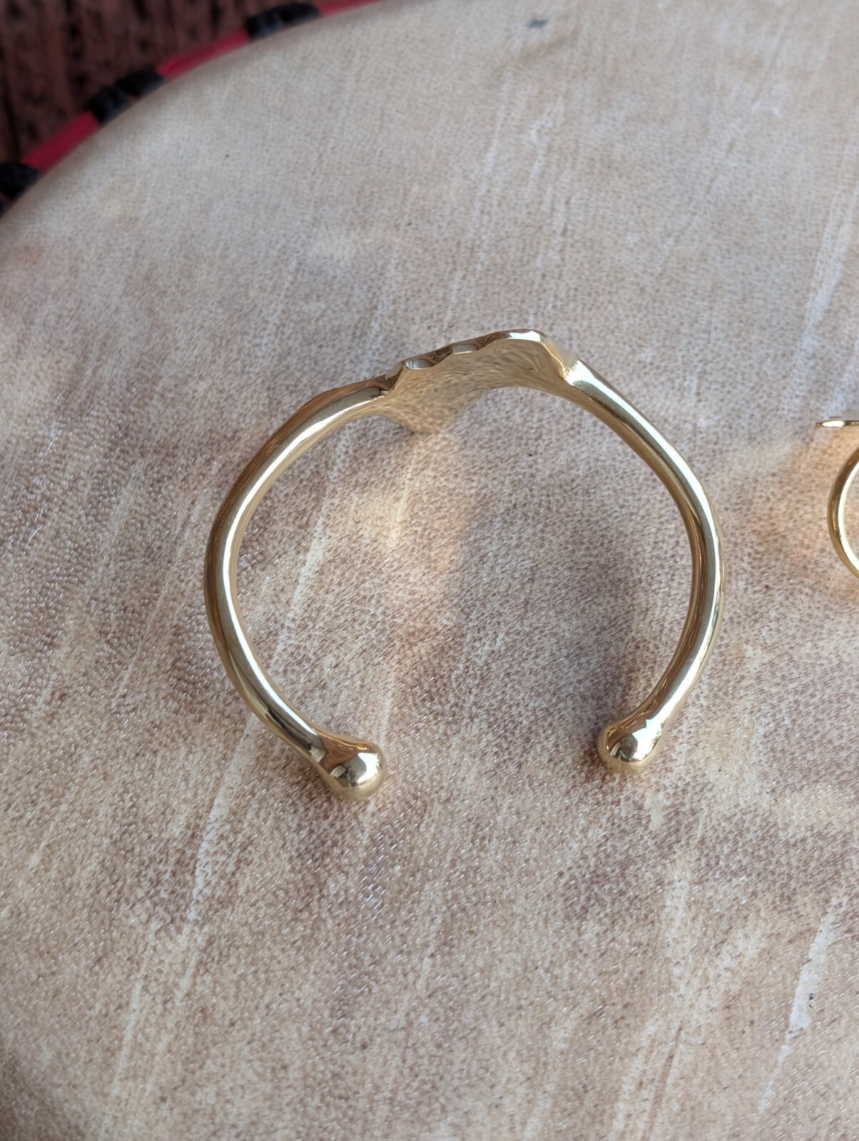 Gold Brass Africa-shaped Bangle & Ring Set -Handmade in Kenya-Adjustable Ring