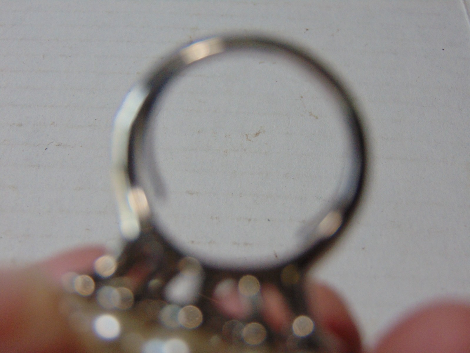 VTG NVC Faux Pearl Topaz Glass Cocktail Ring Size Adjustable FREE SHIPPING