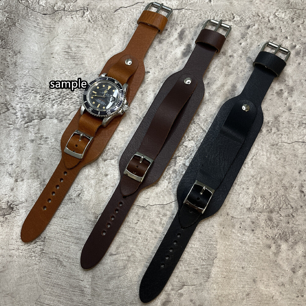 Size 16/18/20/22mm Biker Rock Bund Style Cow Leather Cuff Watch Strap Band #102A