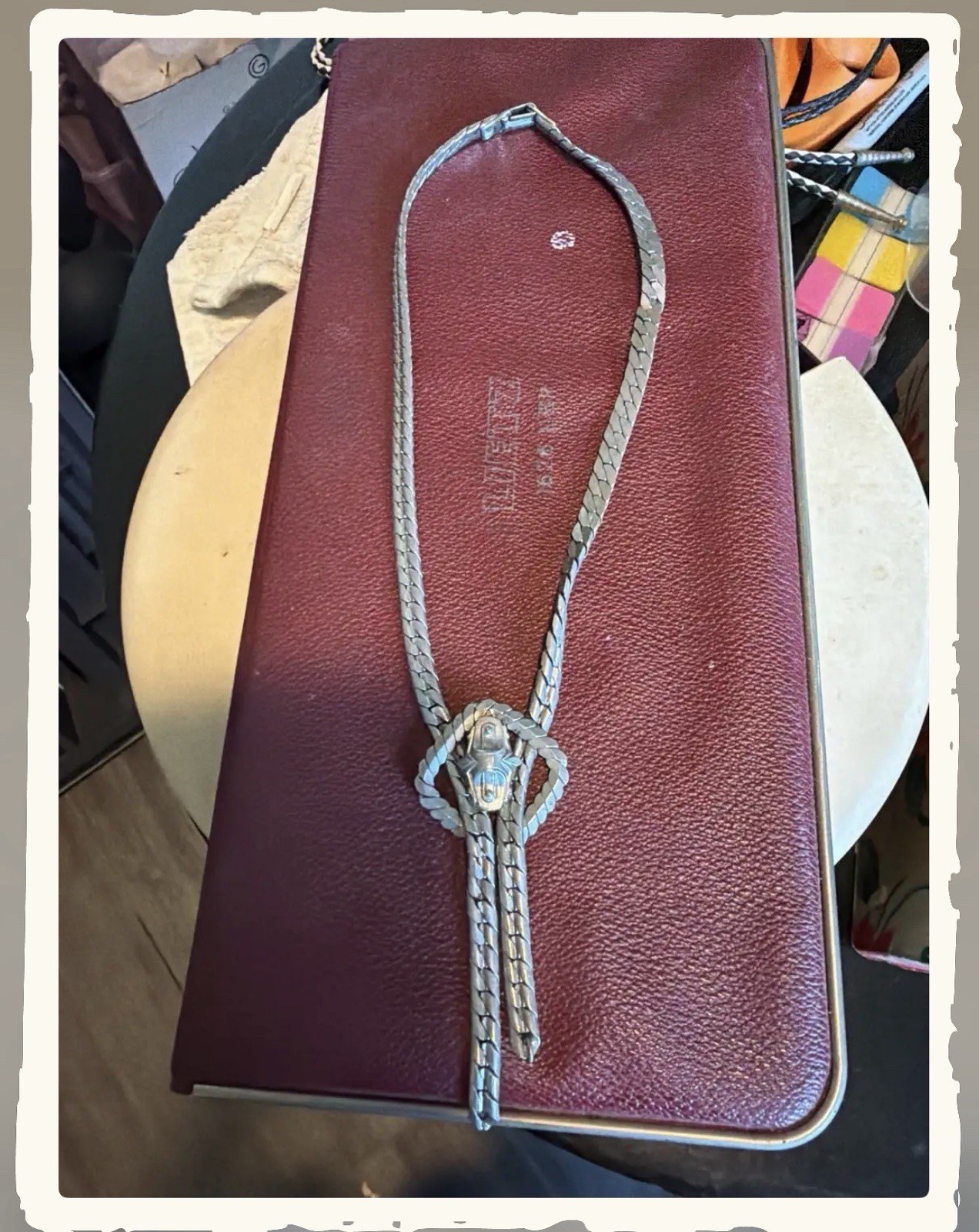 Men’s Western Adjustable Silver Tone Metal Bolo Tie Slide, No Stone, Silver Base