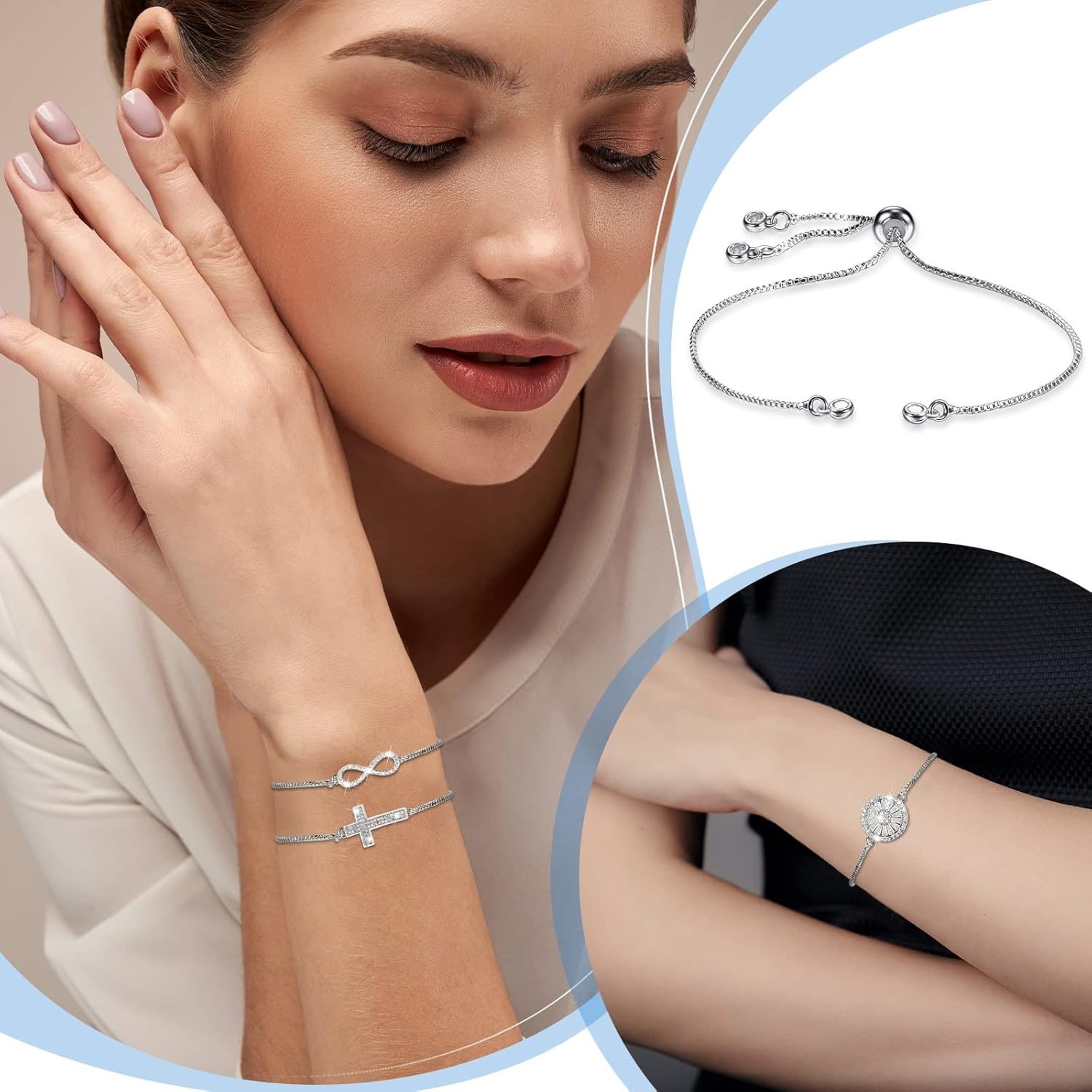 10 Pieces Adjustable Slider Bracelet for Jewelry Making Bracelet Chains for D…