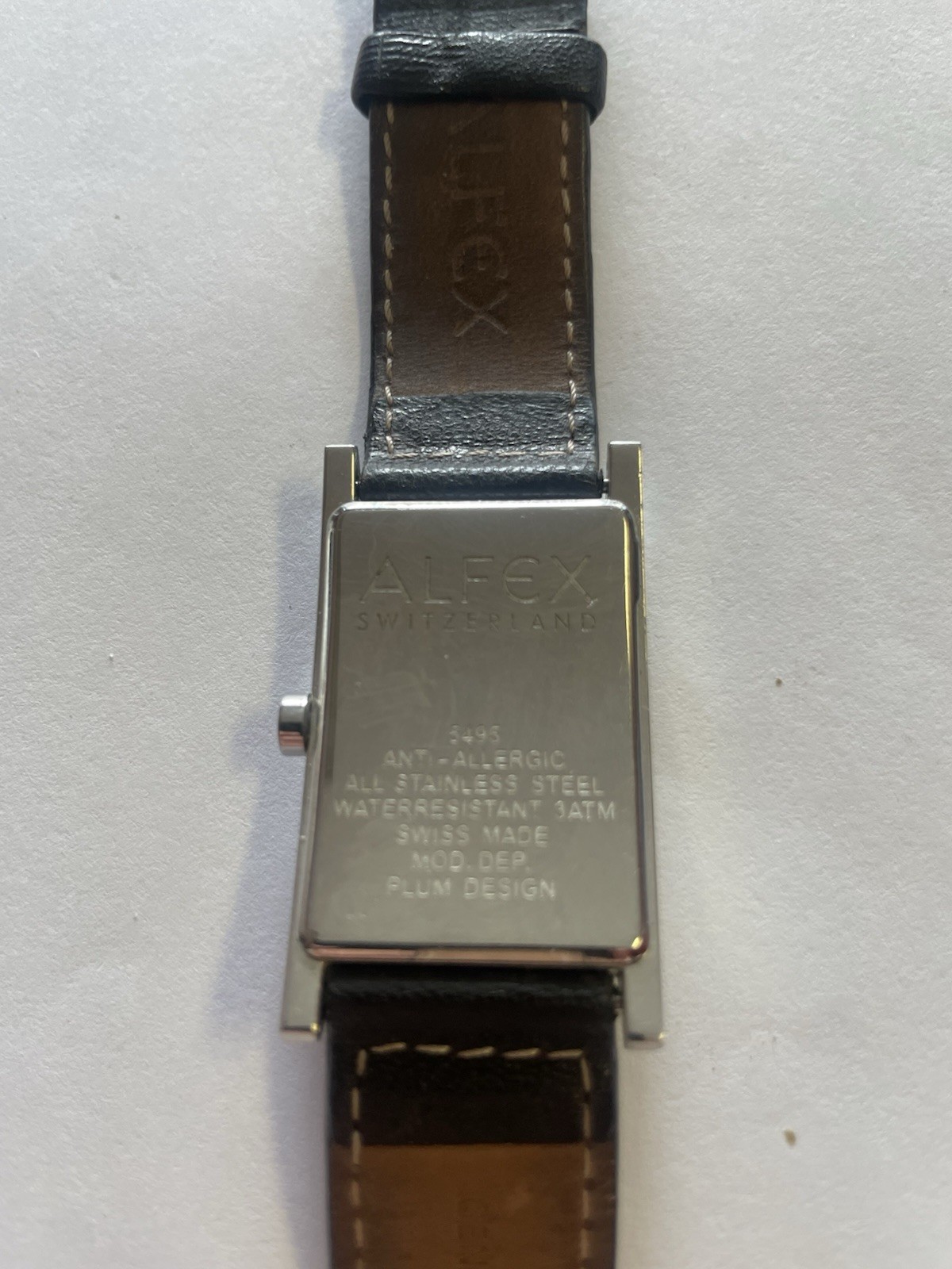 Vintage Alfex RECTANGLE SWISS STAINLESS STEEL MEN’S QUARTZ WATCH “ALFEX” 5495