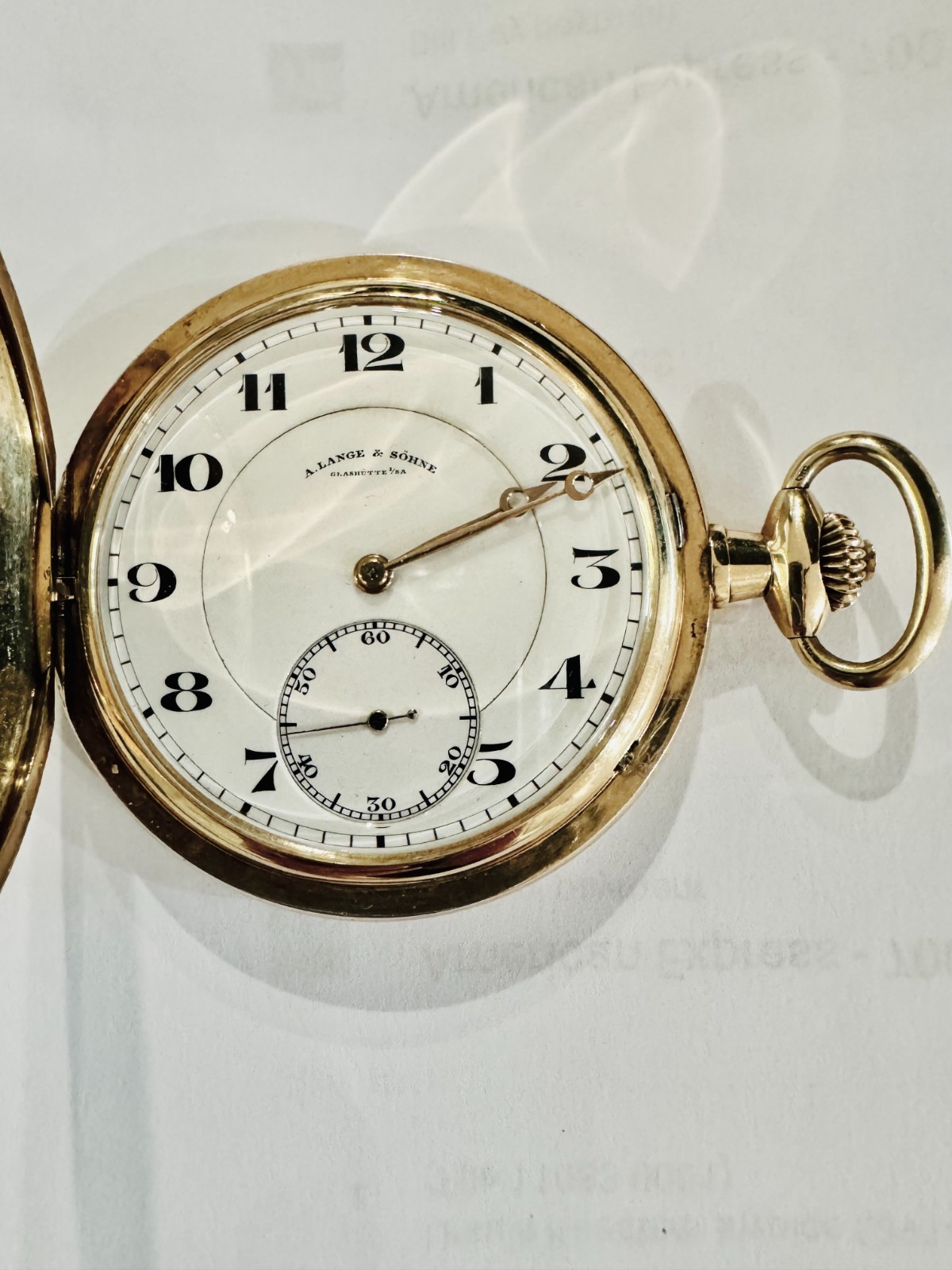 A. Lange & Söhne 14k Gold Hunter’s Pocket Watch Savonette + 14k Fob, Circa 1925