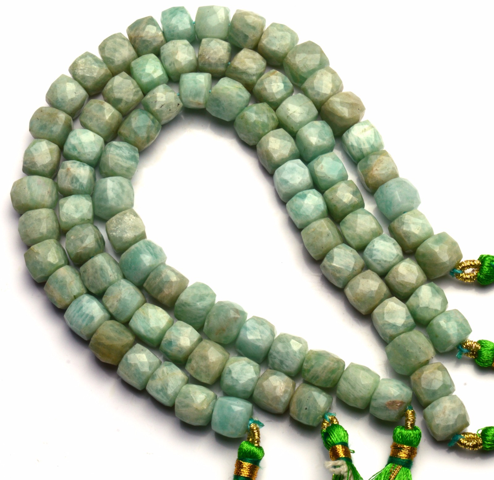 Natural Gemstone Amazonite 8MM Approx. Faceted Cube Beads Strand 8.5″
