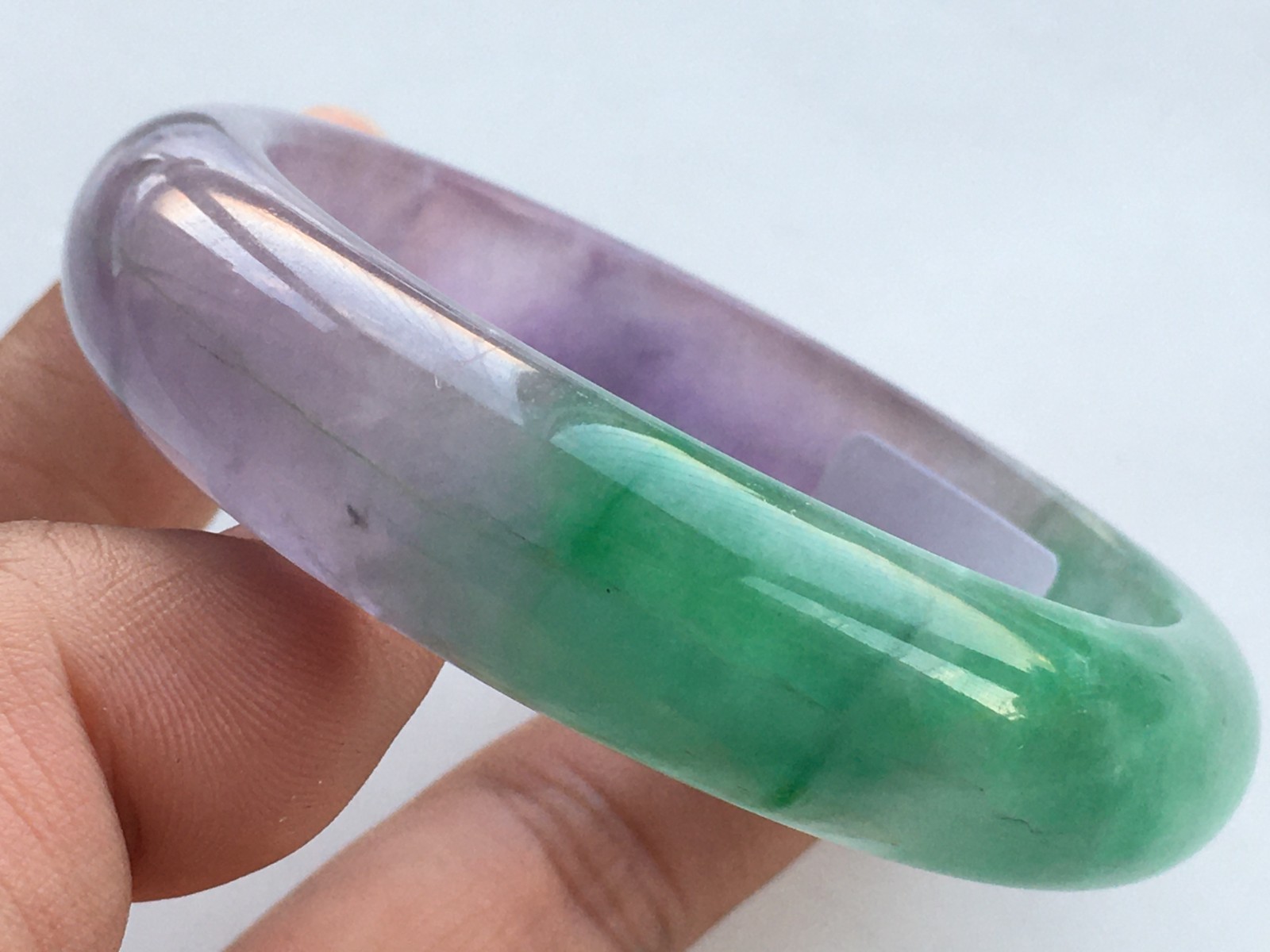 58mm Certified Nature Green/Purple Burmese Jade jadeite bracelets bangle 6446