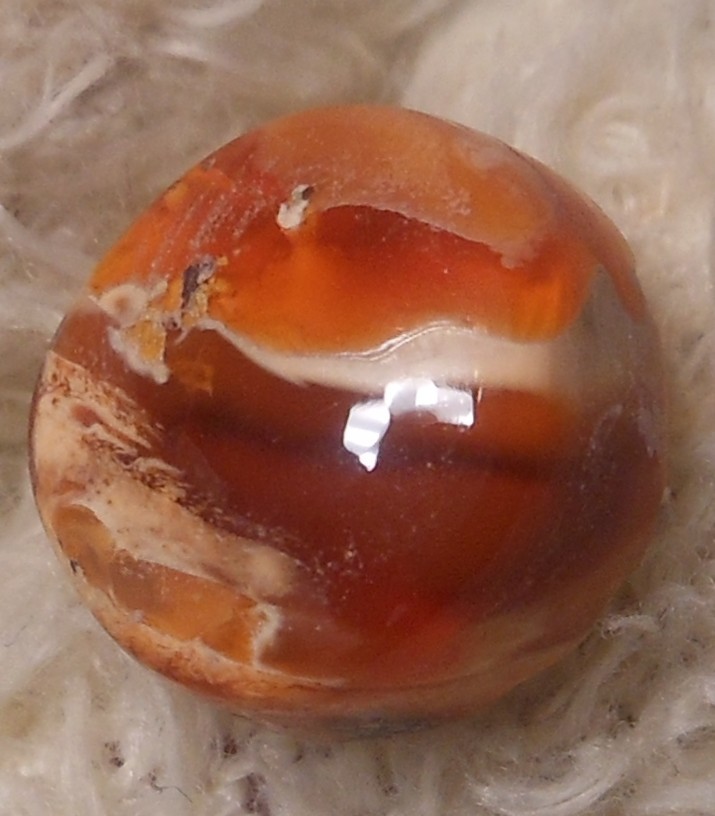 4.35ct Mexican Fire Opal 10.9mm x 6.1mm Round Orange White