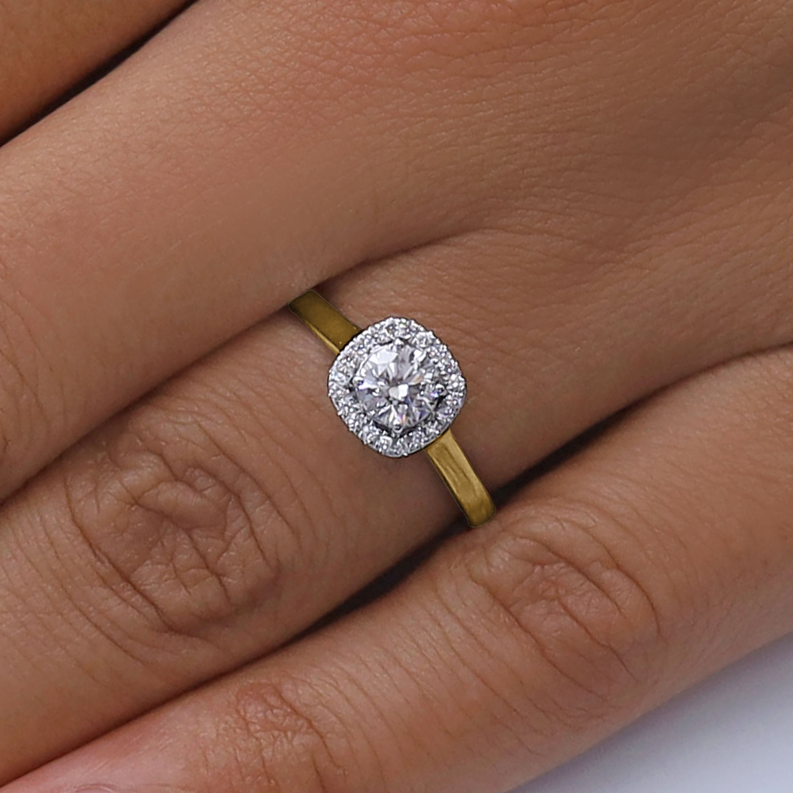 5/8 Ctw Round Lab Grown Diamond Halo Engagement Ring Sterling Silver (0.65 ctw)