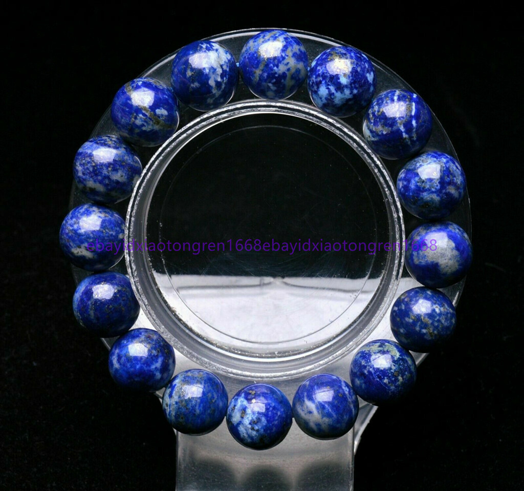 7.5 Inch 12mm Natural Egypt Blue Lapis Lazuli Gemstone Beads Stretch Bracelet