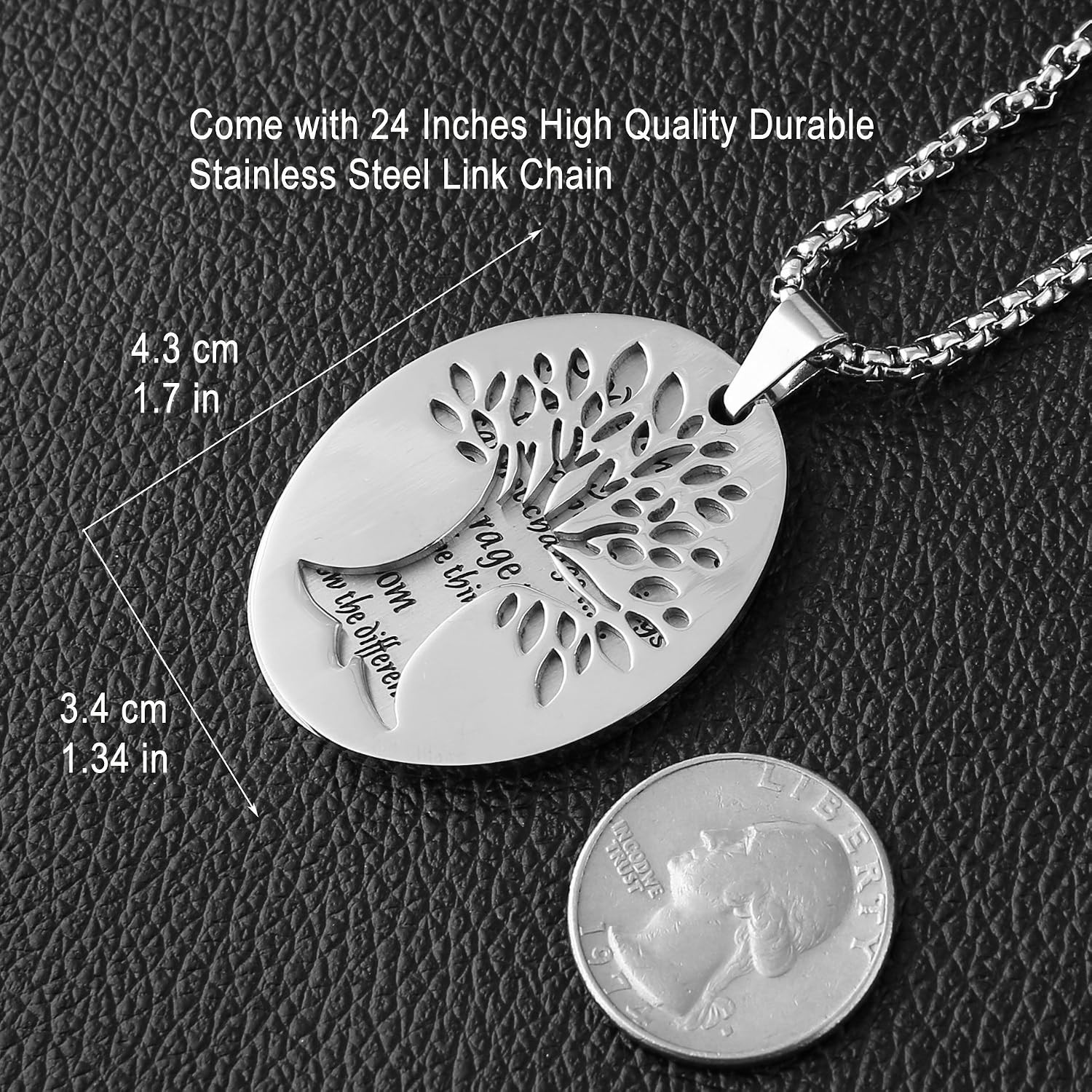 Elevate Your Spirit: Serenity Prayer Stainless Steel Necklace with Tree of Life