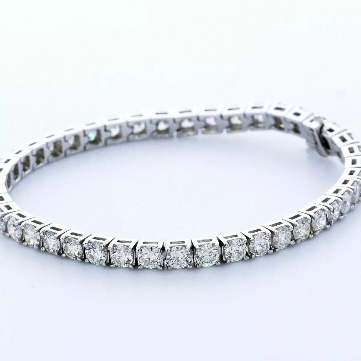 Tennis Bracelet Solid 14K Gold Classic 8.50 Carat Round Lab-Grown Diamond D VVS1