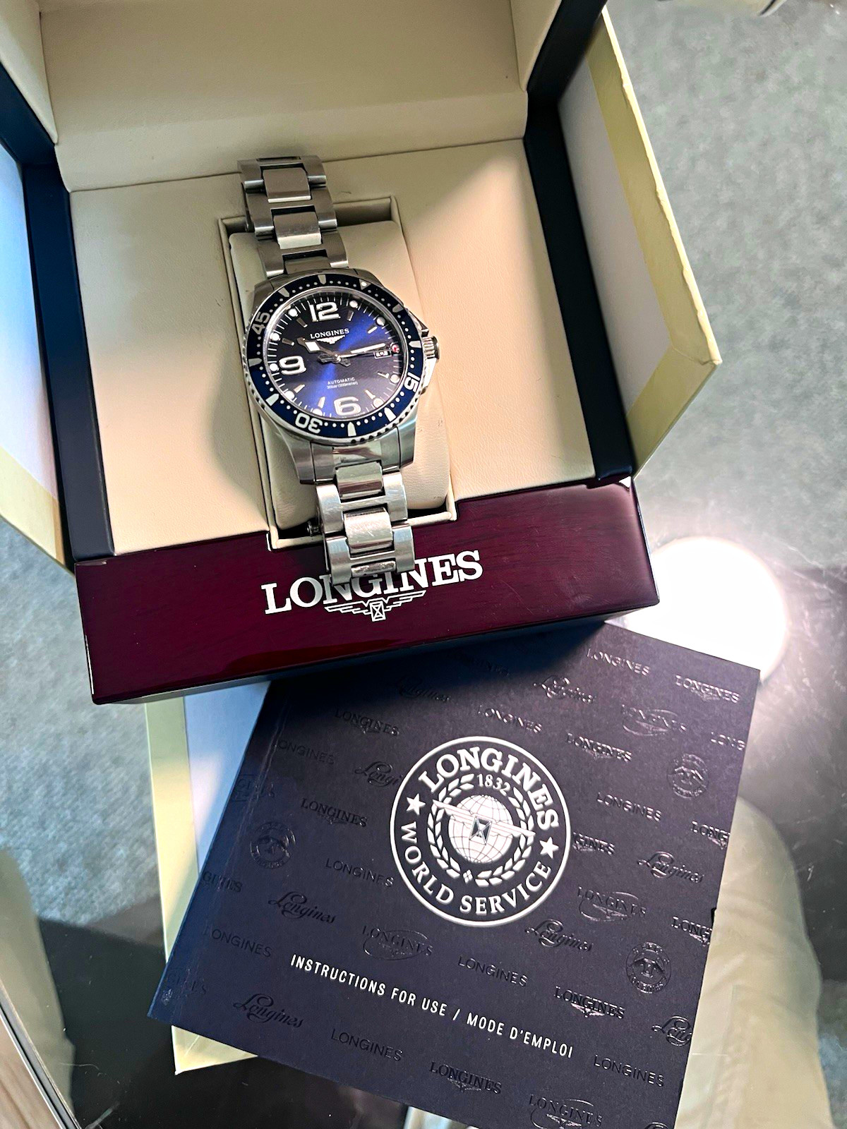 Longines HydroConquest 39mm Automatic Blue Dial/Bezel Steel Bracelet 300m Box