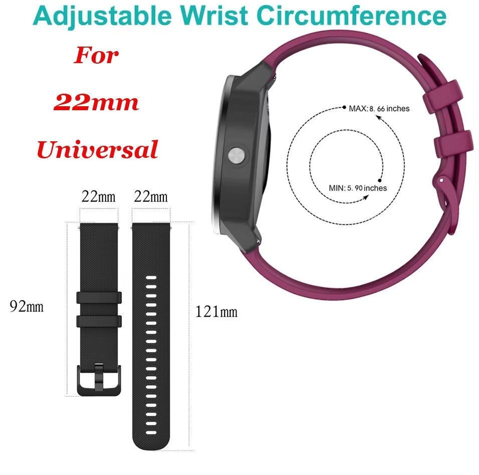 18mm 20mm 22mm Watch Strap For Garmin Watch Venu 3/3s/2/2s Silicone Watchbands