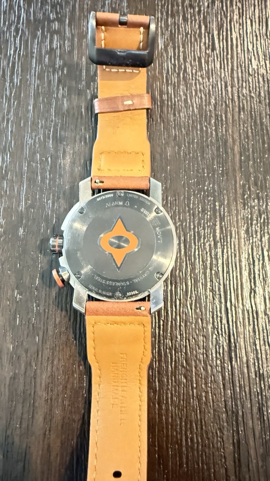 LIV GX Alarm Chronograph Quartz Silver Dial Brown Leather Watch 100m