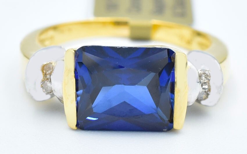GENUINE 3.86 Cts BLUE SAPPHIRE & DIAMONDS RING 10K GOLD – Free Certificate – NWT
