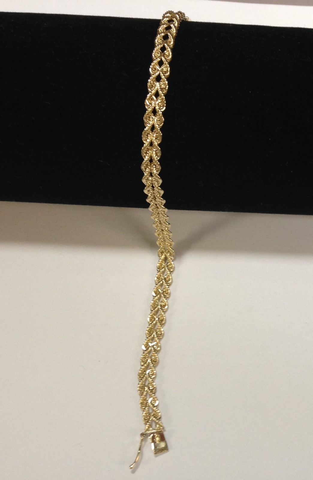 14k Yellow Gold 7″ Solid Two Strand Multi Line Rope Bracelet 3MM 3.8 grams