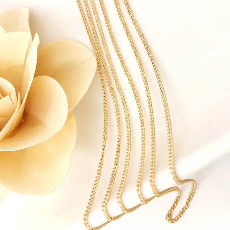 9CT YELLOW GOLD & SILVER CURB CHAIN / NECKLACE – 16″ 18″ 20″ 22″ 24″26″