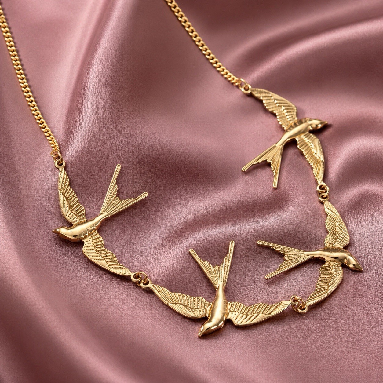 Bird Necklace Swallow Zara Gold Chain Boho Statement Animal Flying Cottagecore