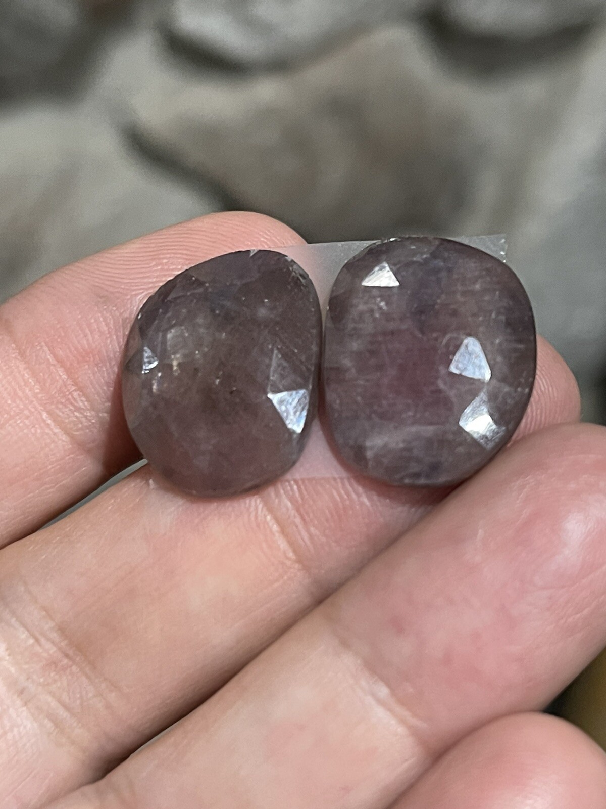 30.8ct 19.6×15.6×4.7mm Pair Dusty Pink Natural Sapphire Cabochons Rose Cut
