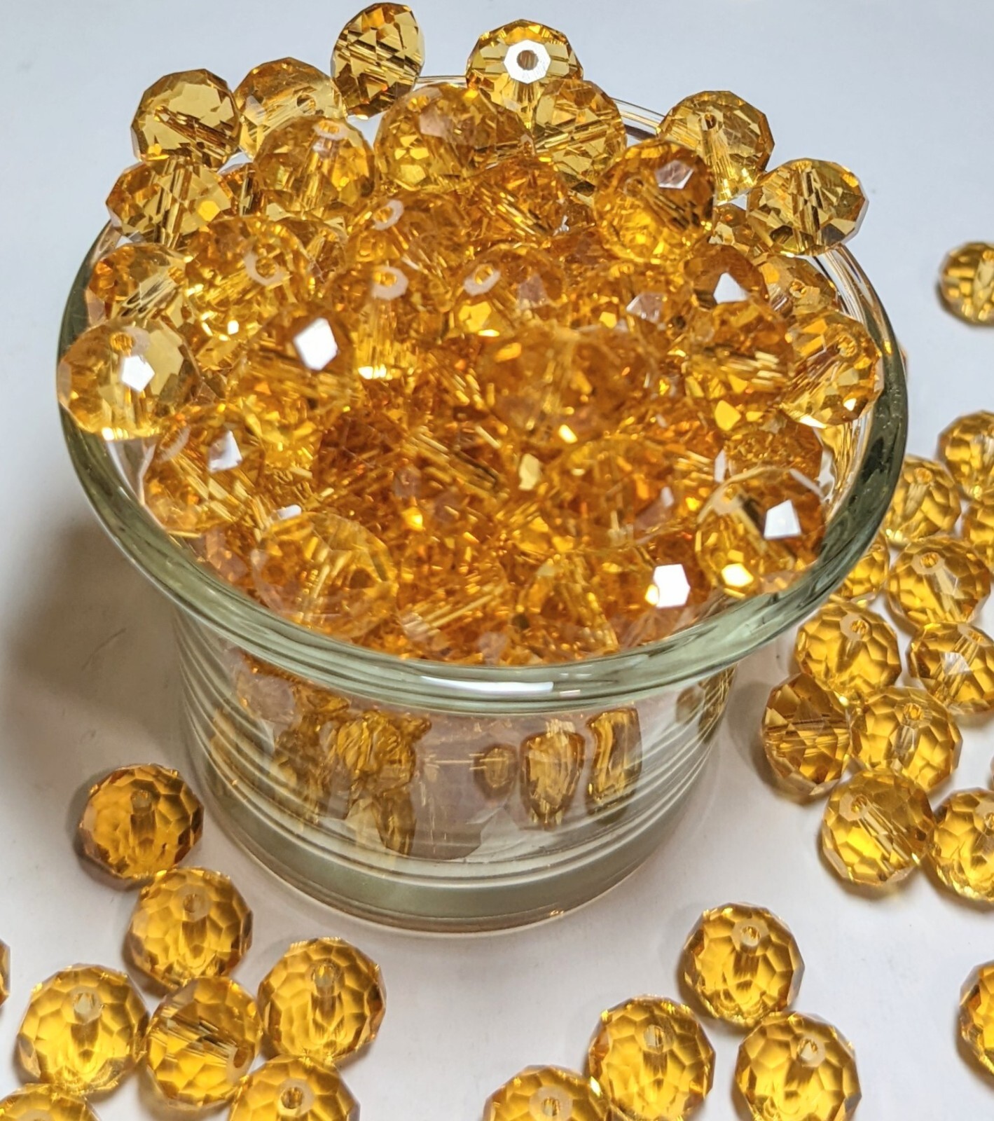 Crystal Beads 8mm Beads for Jewelry Making Bulk 180 pcs Yellow Roundelle