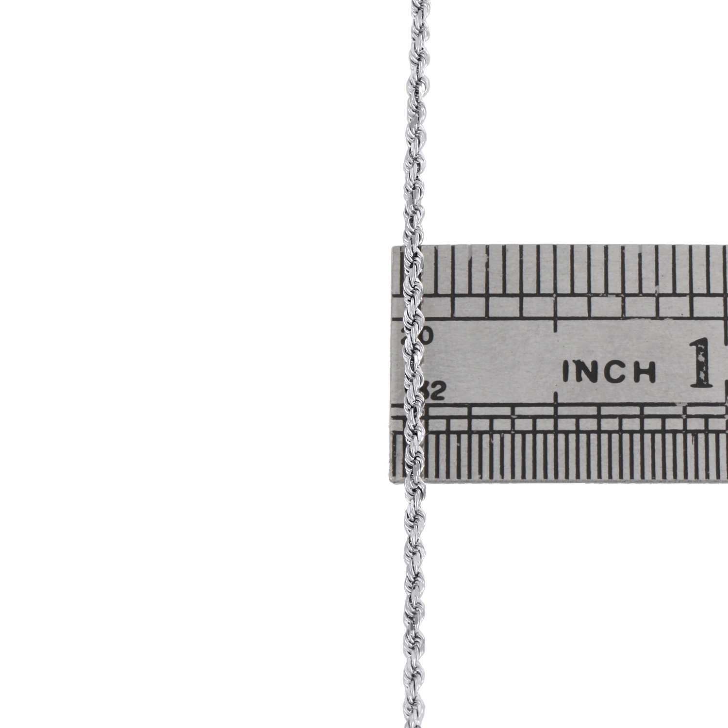 10K White Gold 1.65mm Diamond Cut Solid Rope Link Bracelet / Anklet 7-10 Inches