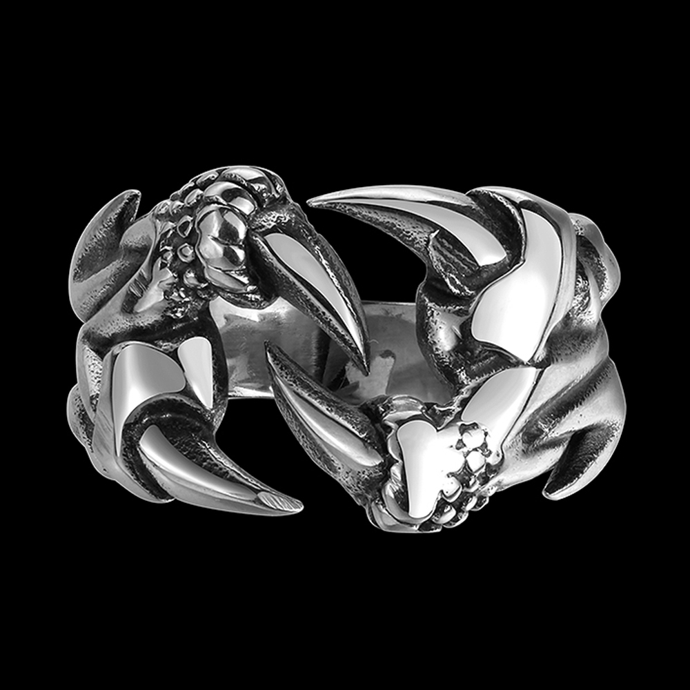 Stainless Steel Antique Gothic Biker Tribal Ring Black Men’s Unisex Claws B189