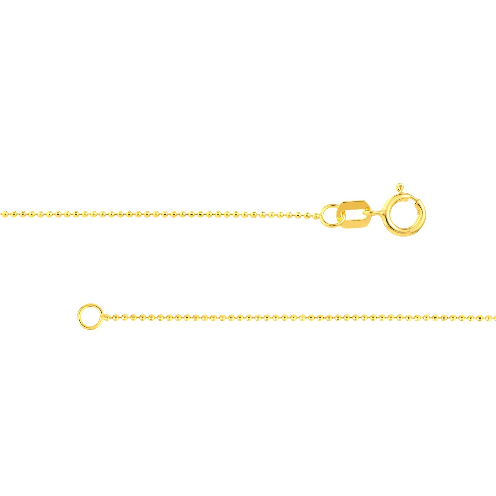 0.78MM DIAMOND CUT BEAD BALL CHAIN NECKLACE REAL 14K YELLOW GOLD