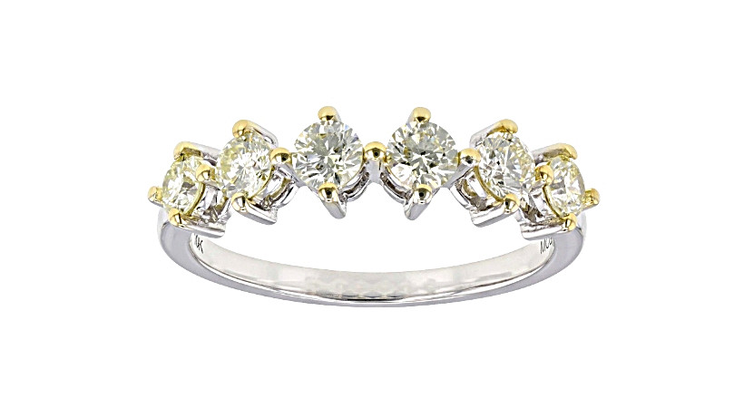 Natural Untreated 0.78ctw Light Yellow Diamond Band Ring 10K White Gold Sz 8 NEW