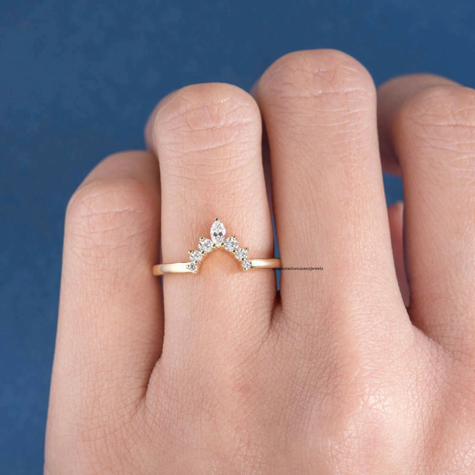 0.20Ct Marquise Lab-Created Diamond Eternity Wedding Ring 14K Yellow Gold Plated